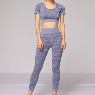 Women's Seamless Leopard Yoga Set, Backless Top & Leggings 2
