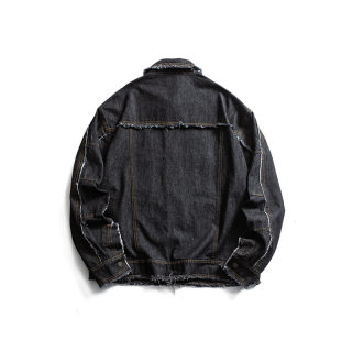 Washed Raw Edge Casual Denim Jacket | Men's & Couples 4