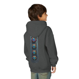 Glowing Cyber Pumpkin Kids Hoodie 73