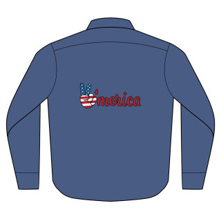'Merica peace sign graphic denim shirt