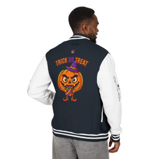 Trick or Treat Jack-o'-Lantern Letterman Jacket | Halloween Varsity Jacket 82