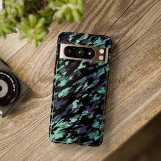 Teal Black Abstract Camo Phone Case 193
