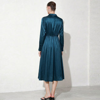 Long Sleeve Solid Color A-Line Dress 2