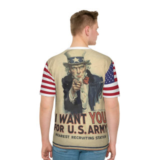 Uncle Sam I Want You vintage poster T-shirt | American flag sleeve shirt 5