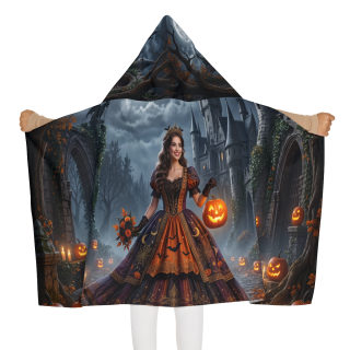 Victorian Pumpkin Princess Youth Hooded Towel | Halloween Castle Jack-o'-Lanterns 5