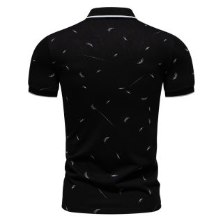 Men's Feather Print Lapel Polo Shirt | Large Size Trend 5