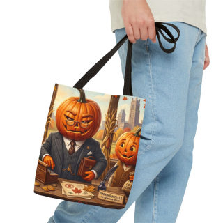 Pumpkin Head Businessmen Tote Bag | Halloween Pumpkin City Illustration 46