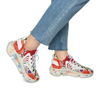 Vintage Rose Floral Mesh Sneakers | Floral Pattern Athletic Shoes
