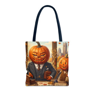Pumpkin Head Businessmen Tote Bag | Halloween Pumpkin City Illustration 14