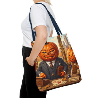 Pumpkin Head Businessmen Tote Bag | Halloween Pumpkin City Illustration 60
