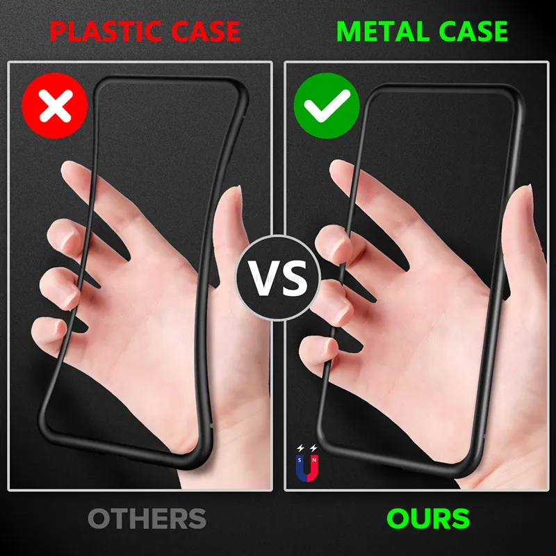 Magnetic Tempered Glass Privacy Phone Case | Anti-Spy 360° Metal Cover 2