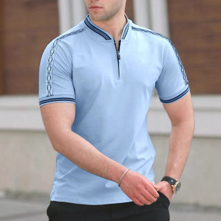 Men's Business Polo Shirt | Woven Tape Detail, British Style