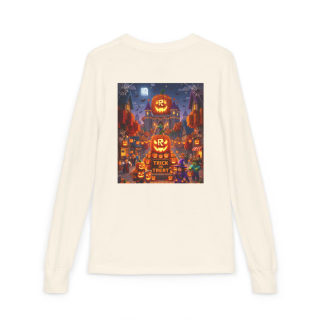 Jack-O'-Lantern Halloween Street Scene Long Sleeve Kids Tee 15