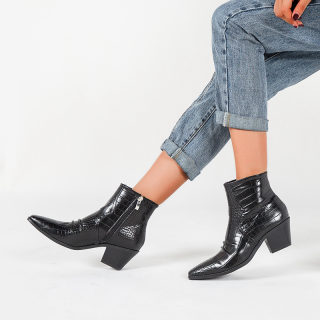 Large Size Snakeskin Chelsea Boots | Thick Heel Short Boots 3