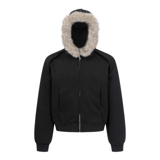 Urban Streetwear Patchwork Hooded Zip Jacket | Unisex Solid Color
