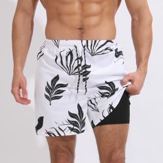 Men's Casual Beach Sports Shorts | Printed Double Layer Plus Size 3