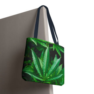 Green Cannabis Leaf Tote Bag | All-Over Print Hemp Plant Design 114