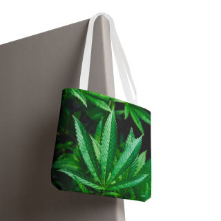 Green Cannabis Leaf Tote Bag | All-Over Print Hemp Plant Design 108