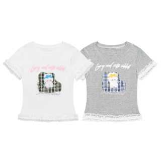 Checkered Patchwork Slim Fit Cropped T-Shirt 4