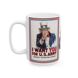 Uncle Sam I Want You Poster Mug | Ceramic Coffee Cup, Patriotic USA Design 6