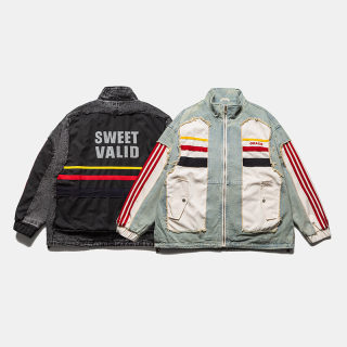 High-Quality Heavyweight Washed Patchwork Denim Jacket 4
