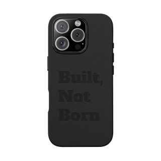 "Built, Not Born" PU Leather Phone Case | Debossed Text, Black 16