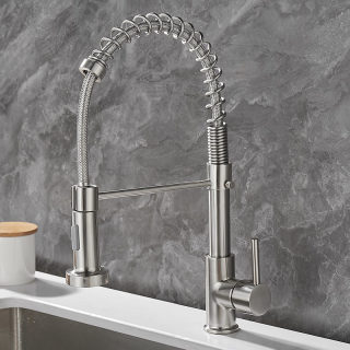 All-Copper Rotatable Spring-Style Kitchen Faucet 5