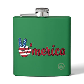 'Merica Peace Sign flag design flask, 6oz stainless steel 5