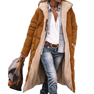 Casual Color-Block Hooded Cotton Coat, Reversible 3