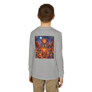 Jack-O'-Lantern Halloween Street Scene Long Sleeve Kids Tee 40