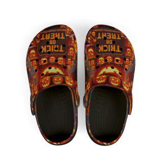Trick or Treat Pumpkin Pattern Kid's Clogs 2
