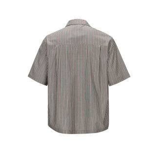 Striped Cuban Collar Loose Short Sleeve Shirt 2