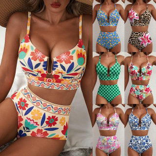 Floral bikini set (high-waisted)