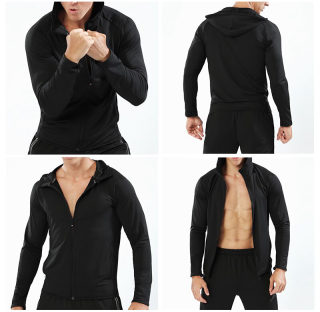BARBOK Men's Compression Running Jacket with Hood 5