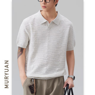 Embroidered Turn-Down Collar Polo Shirt for Men | Japanese Fresh Style