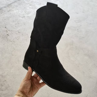 Low Heel Square Heel Suede Pleated Ankle Boots 5