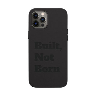 "Built, Not Born" PU Leather Phone Case | Debossed Text, Black 2
