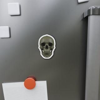 Olive Skull Die-Cut Magnet | Realistic Skull Refrigerator Magnet 3