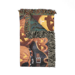 Jack-o'-Lantern Patchwork Woven Blanket | Halloween Pumpkin Throw 14