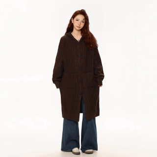 Women's Cable Knit Cardigan | Mid-Length Loose Fit Hooded 4
