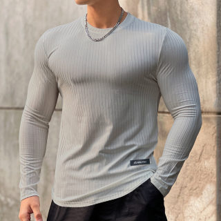 Men's Striped Long Sleeve Sports T-Shirt | Basketball & Running 3