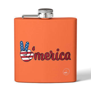 'Merica Peace Sign flag design flask, 6oz stainless steel 4