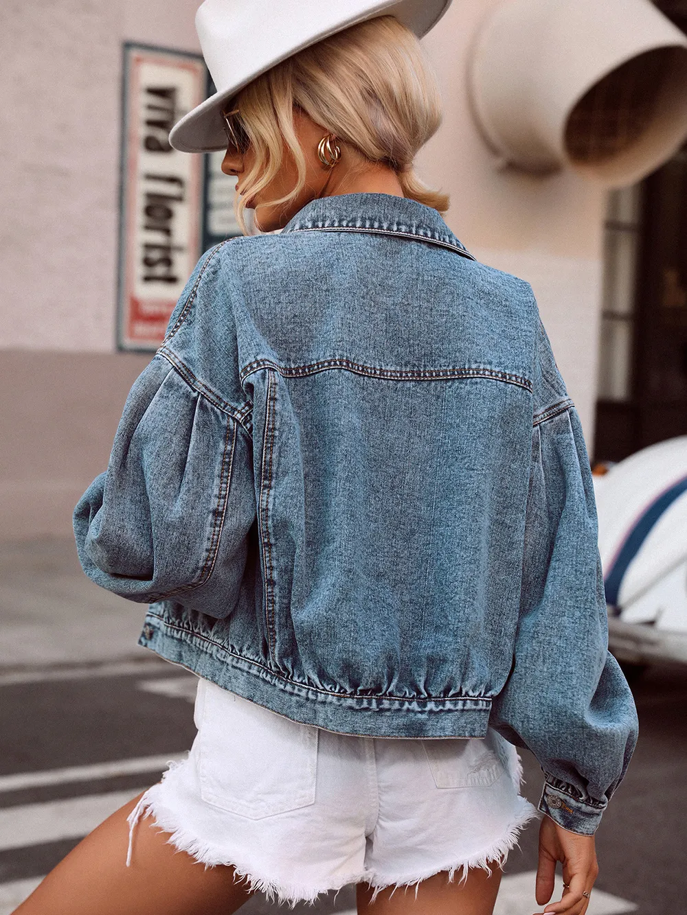Collared Dropped Shoulder Denim Top | Lapel Button-Up 2