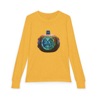 Skull Pumpkin 'No Tricks' Long Sleeve Kids Tee 6