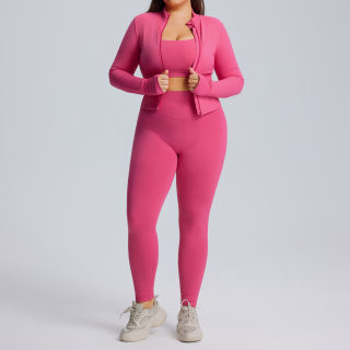 Women's Long-Sleeve Three-Piece Yoga Set 4