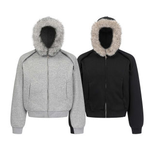 Urban Streetwear Patchwork Hooded Zip Jacket | Unisex Solid Color 5