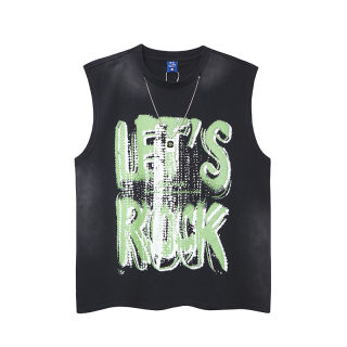 Street Style Letter Print Chain Vest for Men | Loose Sleeveless Top