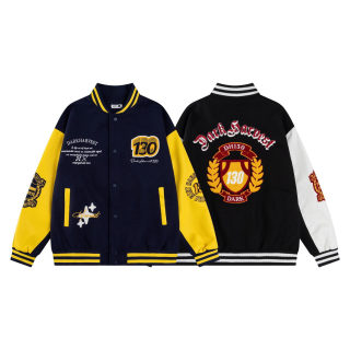 Badge Embroidered Terry Baseball Jacket 5