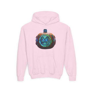 Glowing Cyber Pumpkin Kids Hoodie 14