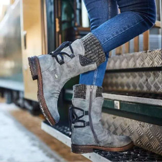 Women's Flat Martin Boots | Square Heel with Back Strap 4